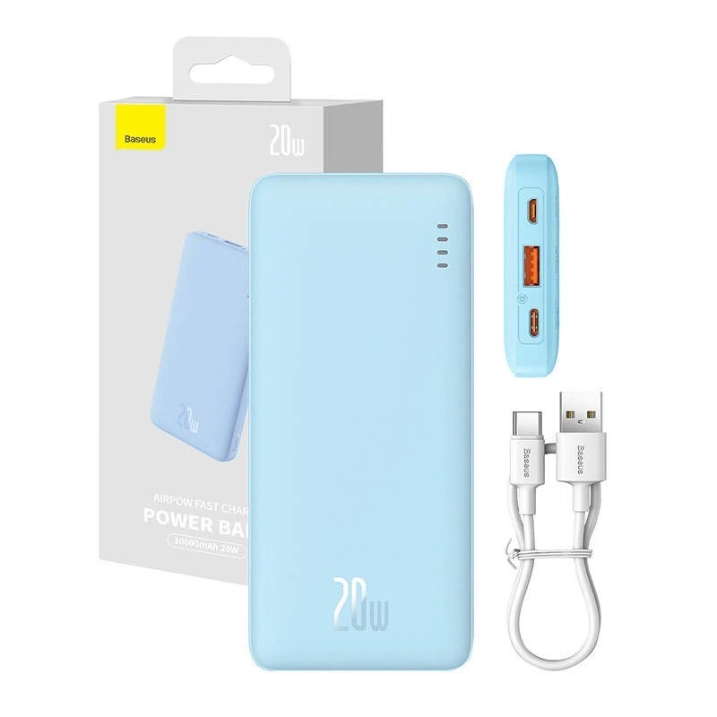 Kaasaskantav akupank Baseus Airpow 10000 mAh, 20W, LiPo, USB-C + USB-A, sinine
