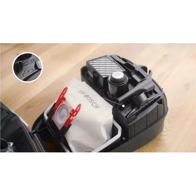 Tolmuimeja Bosch BGB 41RD3H — 600 W, 4 L tolmukott, HEPA filter, 11 m tööraadius, teleskooptoru, punane