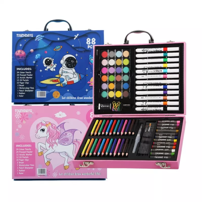Kunstimaalimiskomplekt Extralink Blue Astronaut — 88 osa (värvid, pintslid, tarvikud)