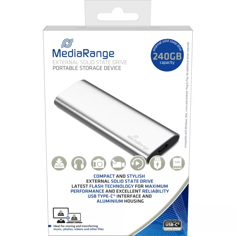 Väline pooljuhtketas MediaRange 240GB M.2 USB USB-C MR1101