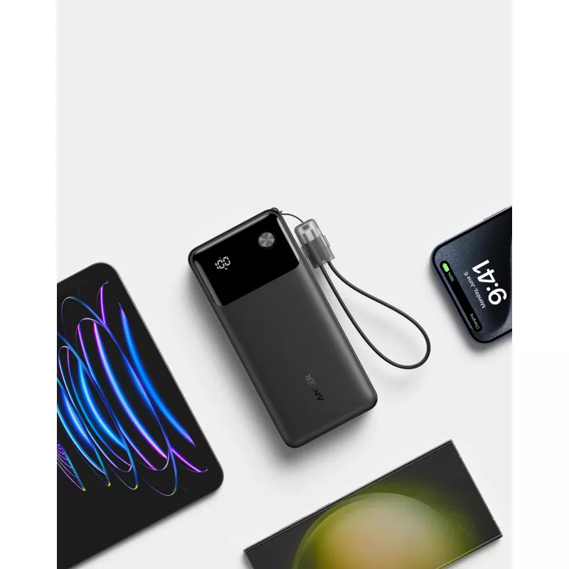PowerBank USB-C kaabliga 20000 mAh 30W Must