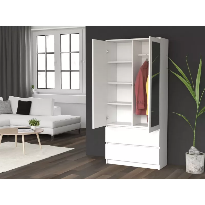 Topeshop SS-90 BIEL LUSTRO bedroom wardrobe/closet 5 shelves 2 uks(s) valge