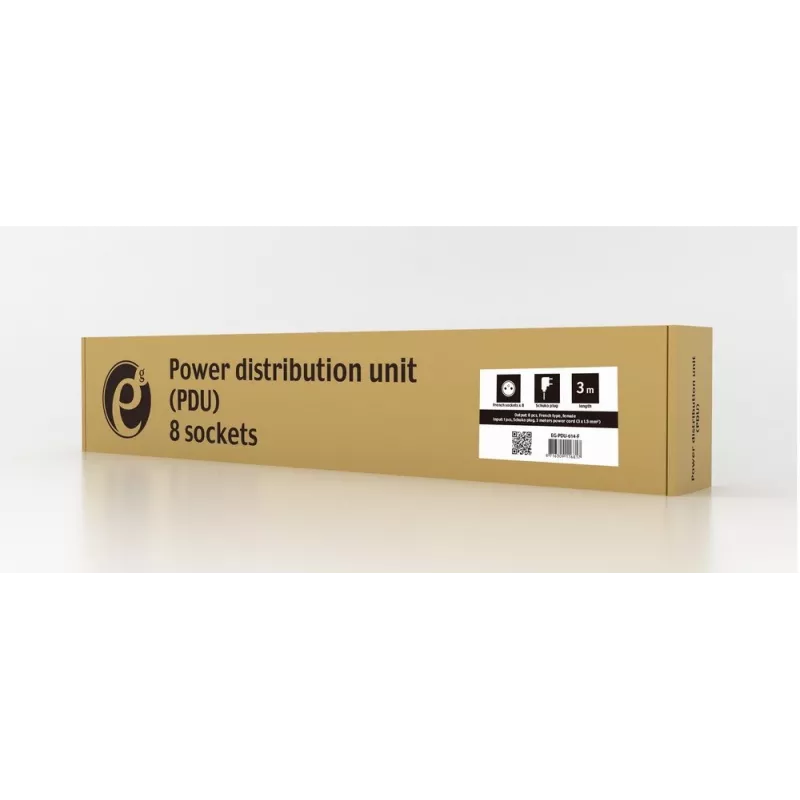 EnerGenie EG-PDU-014-F riiulitoitejaotusseade (8 FR-pistikupesa, 1U, 16A, Schuko-pistik, 3m, must)