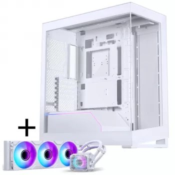 PHANTEKS NV-Serie NV5 MK2 ATX-korpus, karastatud klaas, DRGB - matt valge + Glacier One 360M25 Gen2 DRGB AiO vedelikjahutus - 360 mm