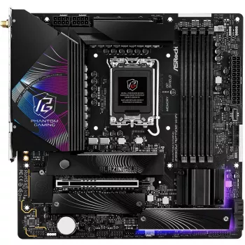 Emaplaat ASRock Phantom Gaming Z890M Riptide WiFi — Intel Z890, LGA1851, microATX, DDR5, 4x DIMM, 256 GB, Wi‑Fi 6E, 2,5Gb LAN