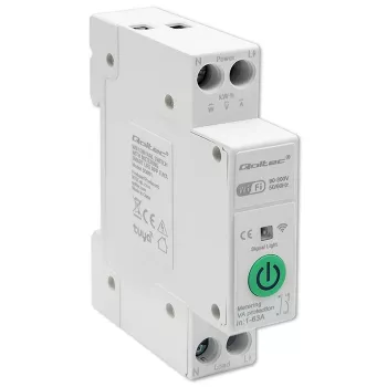 DIN-liistule paigaldatav WiFi-relee QOLTEC 50881 — võrgu lülitusrelee 63A elektripaigaldistele