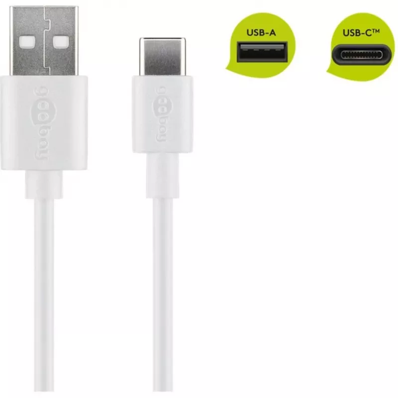 Wentronic 59130 2m USB A USB C isane isane Valge USB-kaabel (59130)