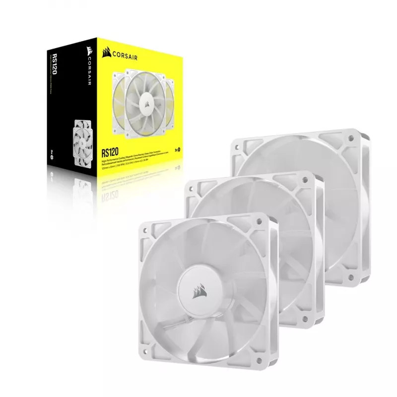 Ventilaator Corsair RS120 12 cm valge 420–2100 RPM 0.2–4.15 mmH2O