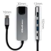 USB-C jaotur QOLTEC 53795 5‑in‑1 100W PD, 2×USB-A, HDMI 4K, RJ45