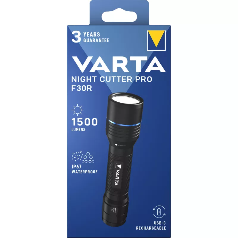 Taskulamp Varta F30R Aluminium Laetav LED, alumiiniumkorpus, laetav