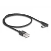 DeLOCK USB 2.0 kaabel Type-A-pistik USB USB-C isasele nurga all 0,5 m must