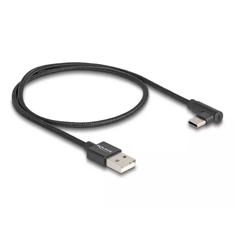 DeLOCK USB 2.0 kaabel Type-A-pistik USB USB-C isasele nurga all 0,5 m must