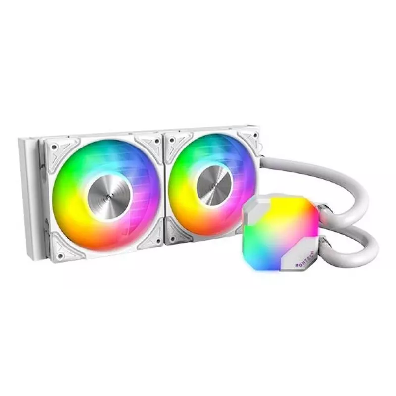 AIO vesijahutus Montech Hyper Flow ARGB 240 mm Valge — 240 mm radiaator, ARGB valgustus, valge viimistlus