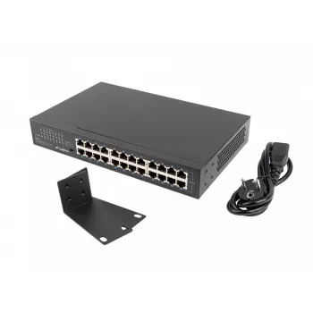 Haldamata kommutaator LANBERG RSGE-24 — 24× Gigabit Ethernet 1U, riiulisse paigaldatav, must