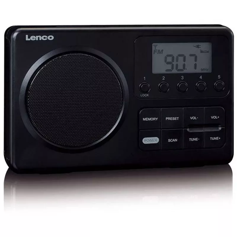 Kaasaskantav raadio Lenco MPR-035BK — FM/AM, võrgu- ja akutoide, 2,5-tolline LCD, 20 FM jaama salvestust, 3,5 mm väljund