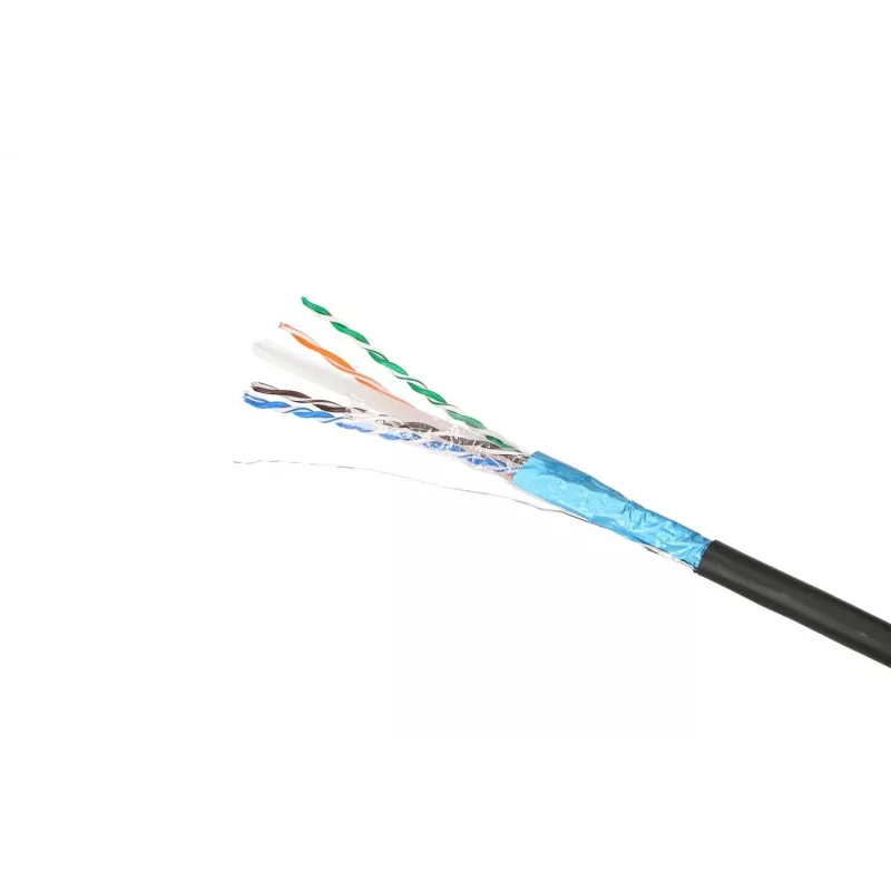 Võrgukaabel Extralink Keerdpaar CAT6 FTP (F/UTP) V2 Välistingimustesse 305M Must