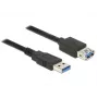 USB 3.2 Gen 1 pikenduskaabel, USB-A pistik > USB-A pesa (must, 2 meetrit, SuperSpeed)