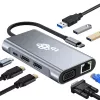 HUB 8in1 adapter USB C HDMI x2 USB VGA RJ45 PD
