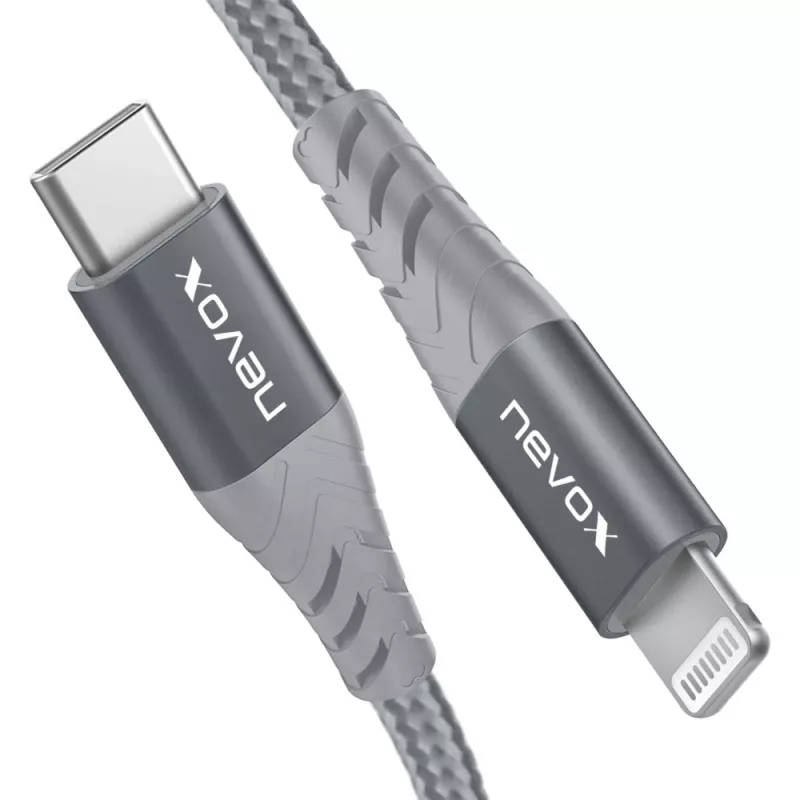 USB 2.0 adapterkaabel, USB-C pistik > Lightning pistik (hõbe/hall, 1 meeter, PD, varjestatud)