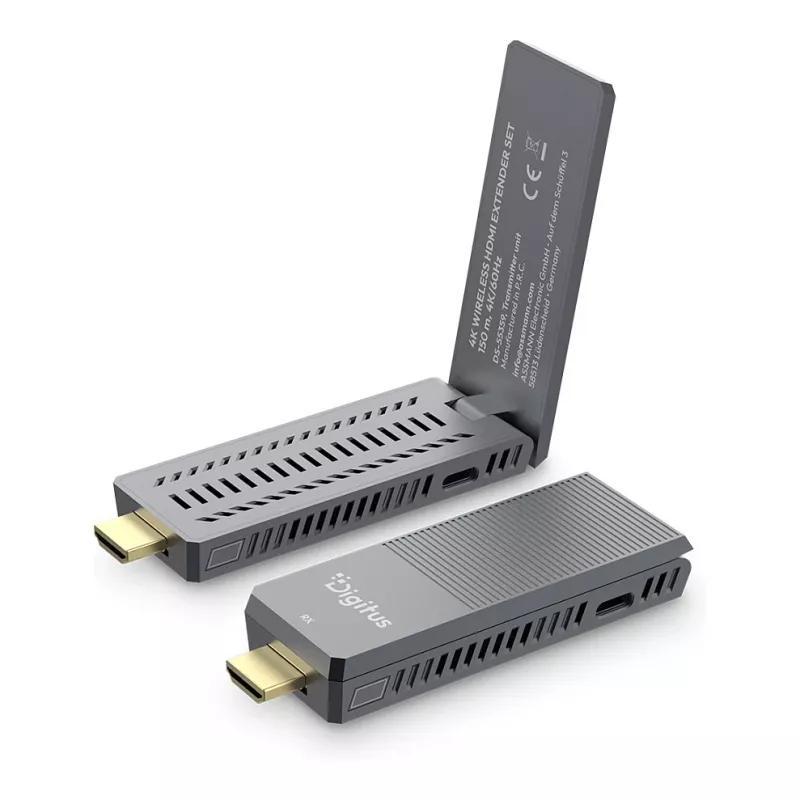 Juhtmevaba HDMI pikenduskomplekt DIGITUS DS-55359 — 4K/60Hz, 150 m, AV-saatja ja -vastuvõtja