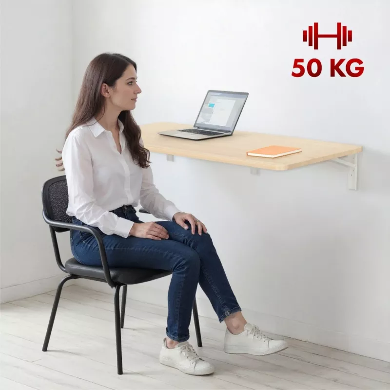 Seinale kinnitatav kokkupandav riiul MACLEAN MC-128 WD 100×40 cm puitviimistlusega