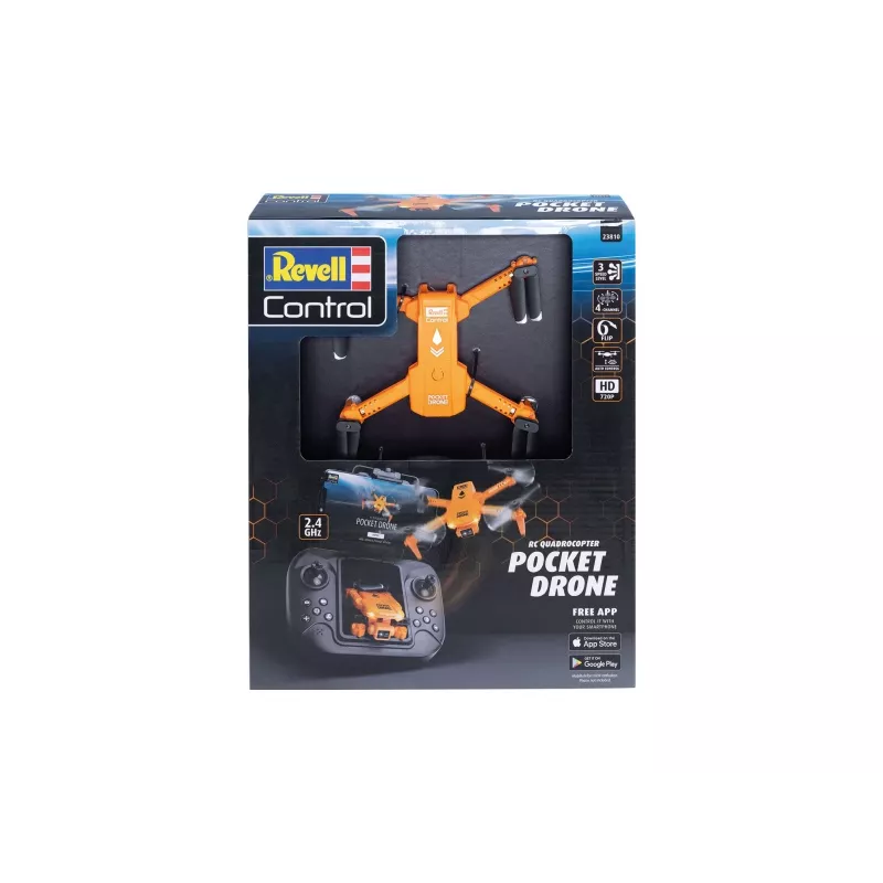 RC kvadrokopter REVELL Pocket Drone 23810 — 2,4 GHz, 4-kanaliline kaugjuhtimispult