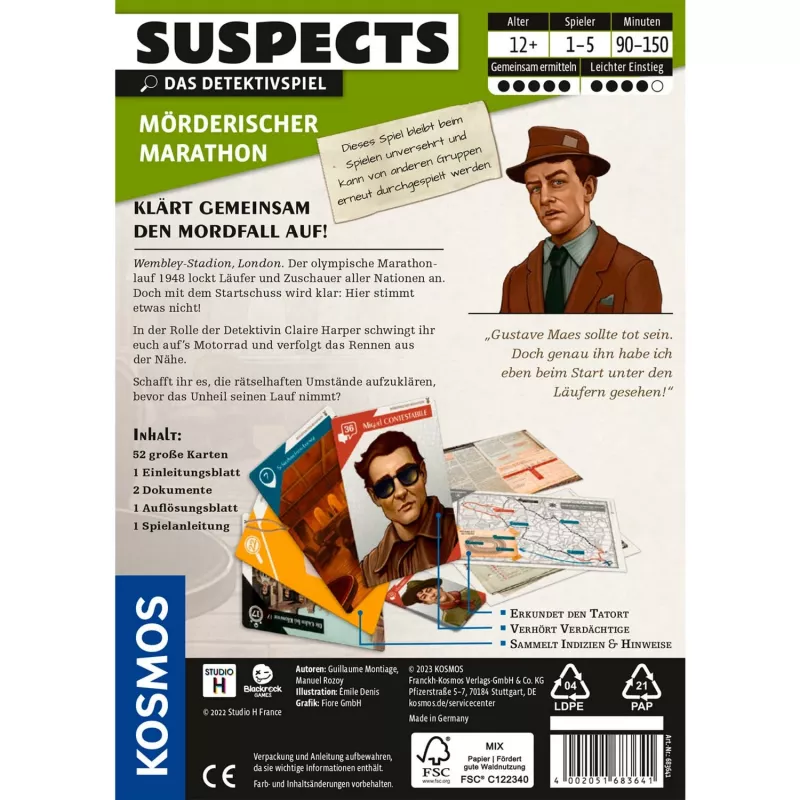 Suspects: Deadly Marathon, kaardimäng