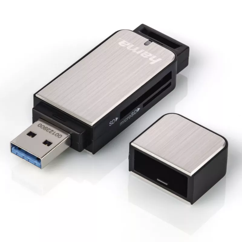 Hama 123900 kaardilugeja USB 3.2 Gen 1 (3.1 Gen 1) Must, Hõbedane