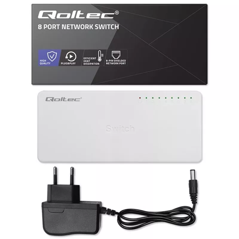Qoltec võrgulüliti 8xRJ45 porti 1000Mbps LAN