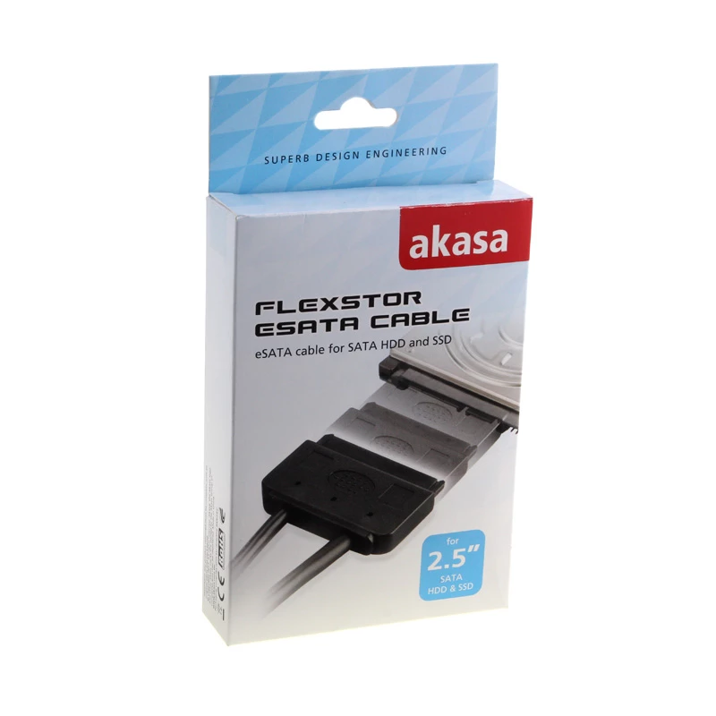 Akasa Flexstor eSATA-kaabel 6,40 cm (2.5) - SATA-HDD ja -SSD (AK-CBSA03-80BK)