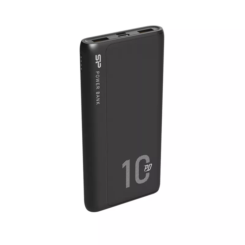 Kaasaskantav laadija Silicon Power QP15 10000 mAh, LiPo, 2x USB-A + 2x USB-C, Micro-USB sisend, must