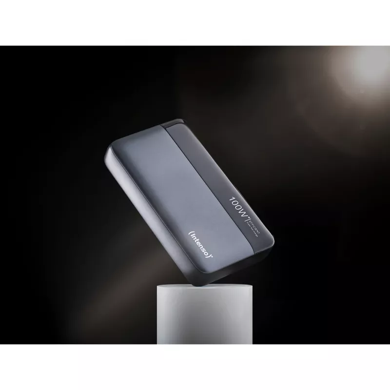 Akupank INTENSO 7350050 — 20000 mAh, 1× USB-A + 2× USB-C, 100 W koguväljundvõimsus, must/hall