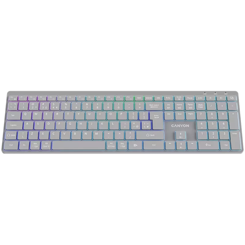CANYON klaviatuur HKB-W11 UK/US RGB kaherežiimiline juhtmevaba hall