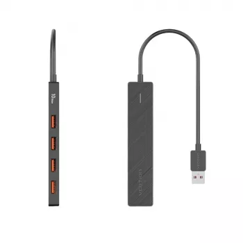 USB 3.2 Gen 2 5-in-1 Multiport Hub Vention CHOBB — 5 porti (4× USB 3.2 Gen 2 Type-A, 1× USB 3.2 Gen 1 Type-A), 0,15 m, ABS, must