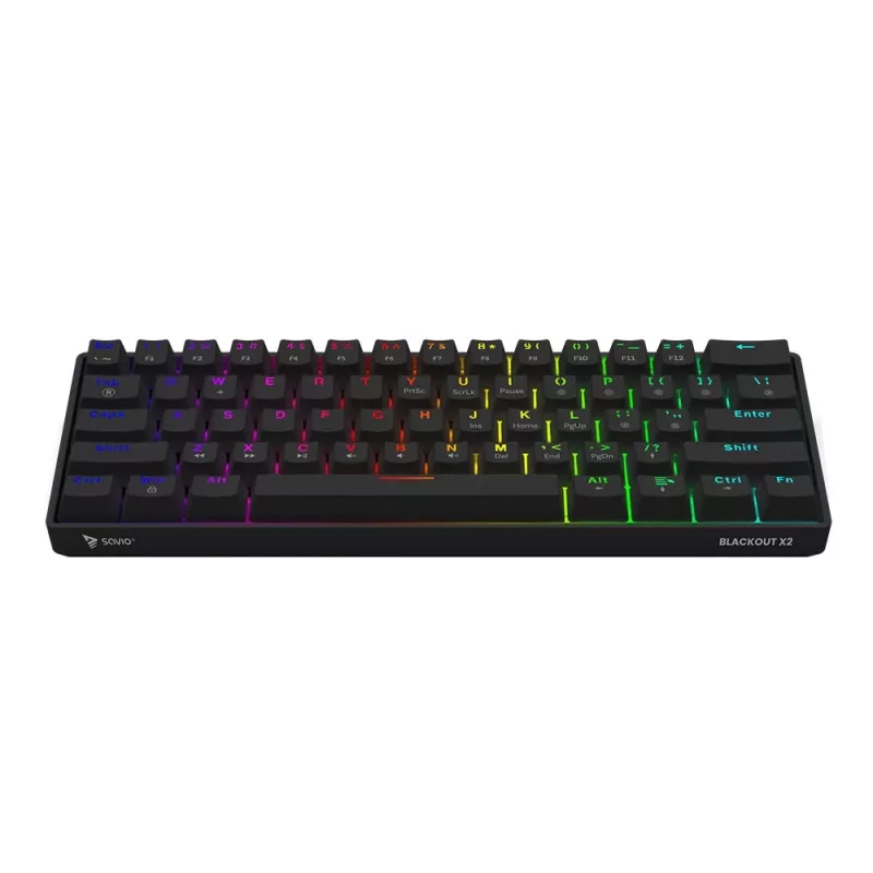Mehaaniline mänguklaviatuur SAVIO MustOUT X2 BROWN 61-klahviga 60% USB QWERTY RGB Outemu Brown