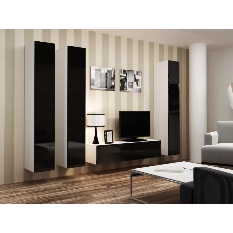 Cama TV-alus VIGO 140 30/140/40 valge/must läikiv