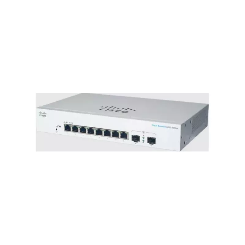 Hallatav L2 Gigabit Ethernet lüliti Cisco CBS220-8T-E-2G — 8x RJ-45 10/100/1000, 2x SFP, 1U, 20 Gbit/s, 8192 MAC