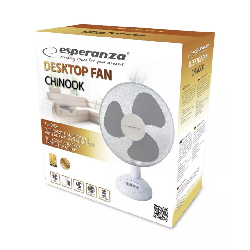 Esperanza EHF003WE, 12'' lauaventilaator, valge ja hall