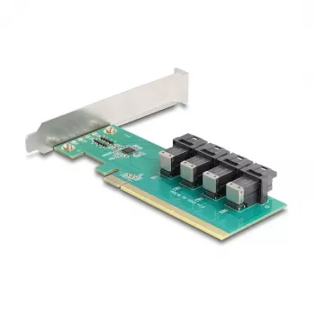 DELOCK PCIe x16 bifurkatsioonikaart 4 × sisemise SFF-8643 NVMe jaoks, madalprofiiliga