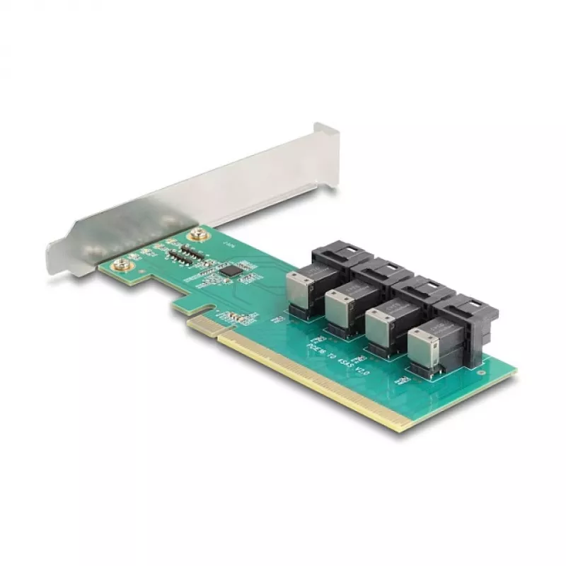 DELOCK PCIe x16 bifurkatsioonikaart 4 × sisemise SFF-8643 NVMe jaoks, madalprofiiliga