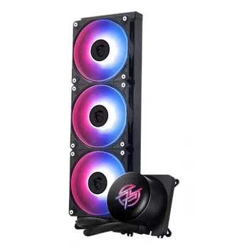 All-in-one vedelikjahuti MSI MPG CORELIQUID P13 — 120 mm ventilaatorid, 3-ventilaatoriga radiaator, LGA 1851 tugi, must