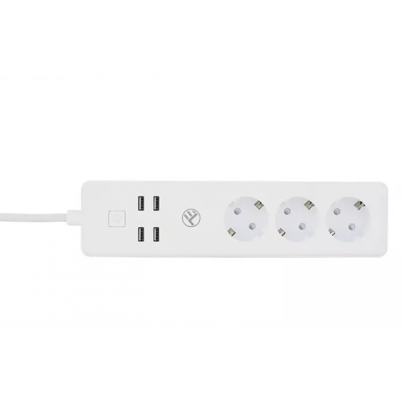 Pistikupesadega toitejuhe Tellur — WiFi nutikas toitejuhe 3 vahelduvvoolu pesa ja 4 USB pordiga (4 A)