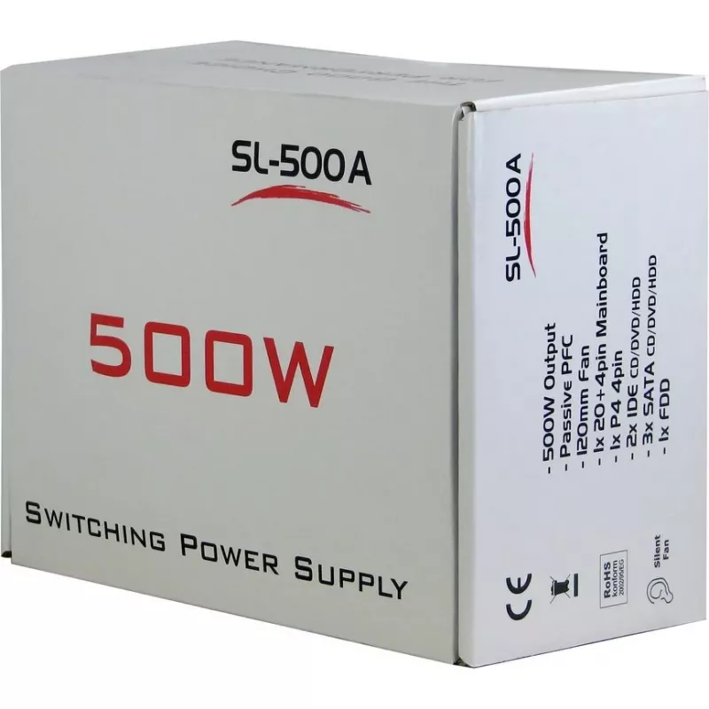 Toiteplokk Inter-Tech SL-500W(A) 500W ATX mitte-modulaarne