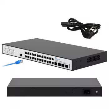 Extralink Hypnos Switch, 24x RJ45 1000Mb/s, 4x SFP+, L3, hallatav