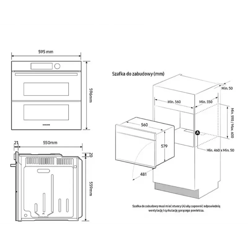 Sisseehitatav elektriahi Samsung NV7B42251AK — energiaklass A+