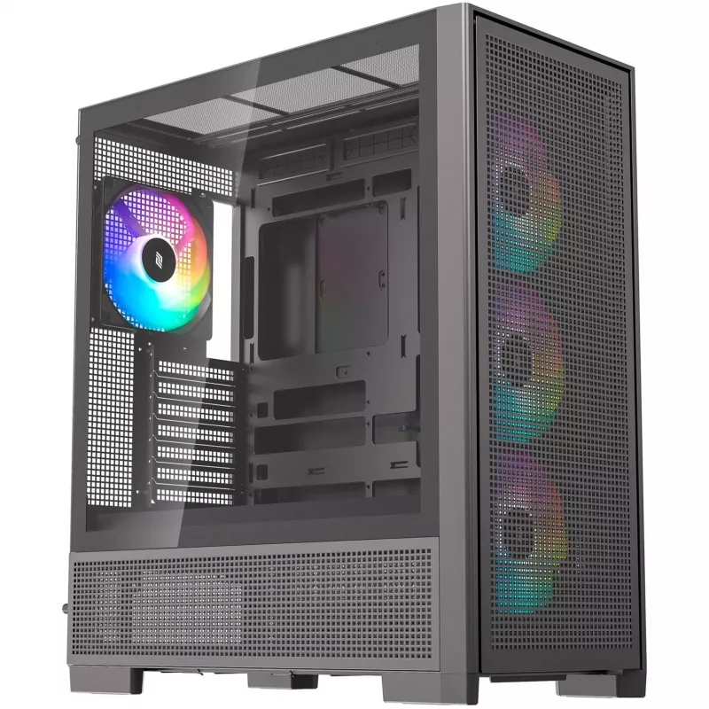 PC-korpus Silentware Air 2000 A-RGB Must — kesk-torn, karastatud klaasist külgpaneel