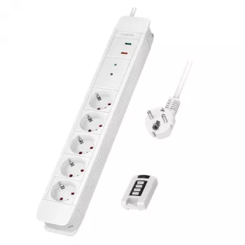 LogiLink LPS402 pikendusjuhe 1,5 m 5 vahelduvvoolupistikut siseruumidesse valge