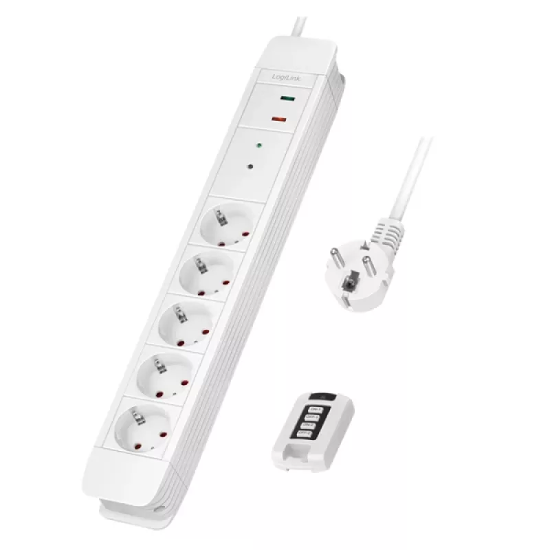 LogiLink LPS402 pikendusjuhe 1,5 m 5 vahelduvvoolupistikut siseruumidesse valge