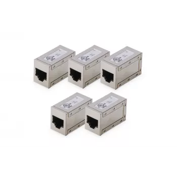 Digitus CAT 6 varjestatud modulaarühenduspesad, 5 tk, RJ-45, kuldsed kontaktid, hõbedane