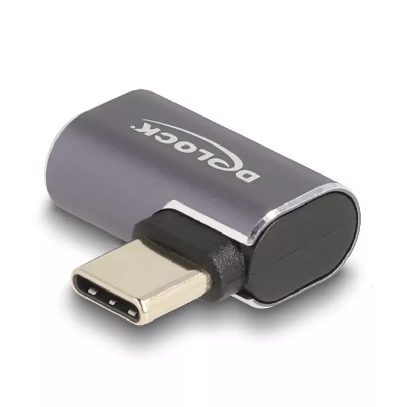 DeLOCK USB-adapter 40 Gbps USB-C PD 3.0 100 W isane emasele nurga all vasak/parem 8K 60 Hz metallist